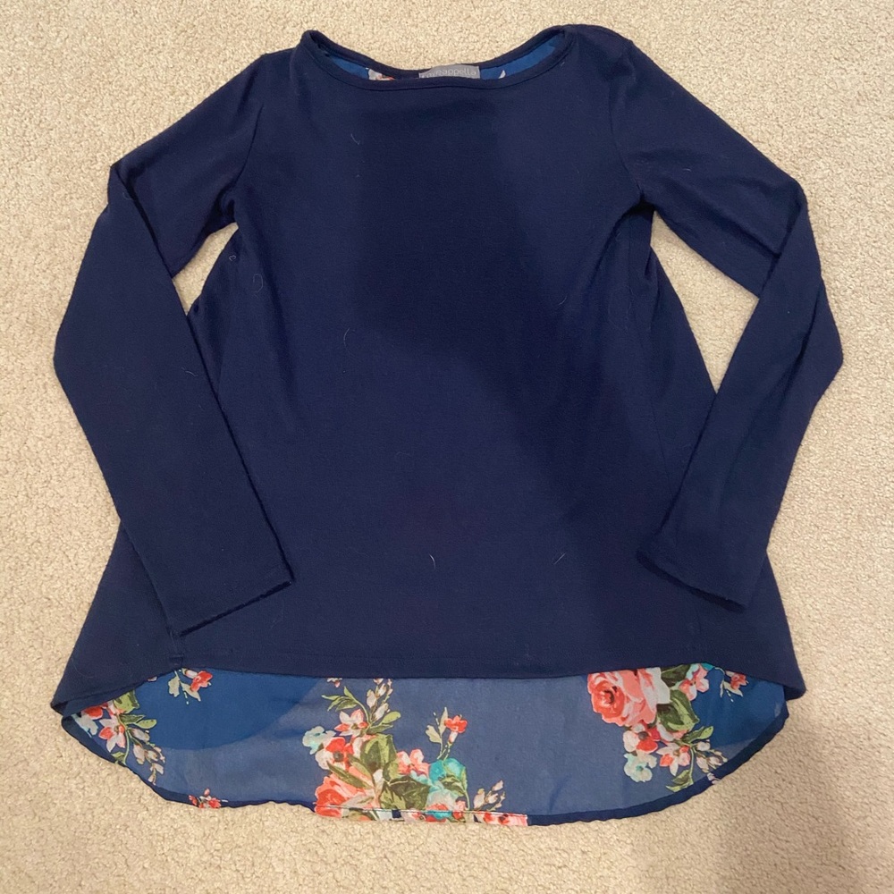 Womens Lovepella Navy Floral Soft Sweater Xs